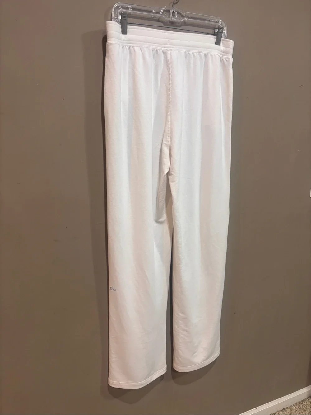 Alo Yoga White High Waist Wide Leg Lounge Yoga Pants Women’s Large L